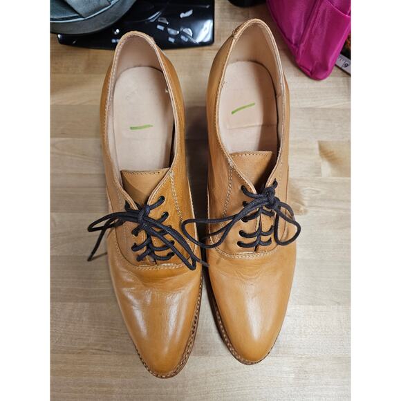 Oak Tree Farms Tan Rustic Leather Lace Up Victorian Style Shoes size 9.5 - Picture 7 of 10